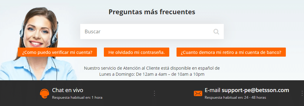 Betsson atenci&oacute;n al cliente