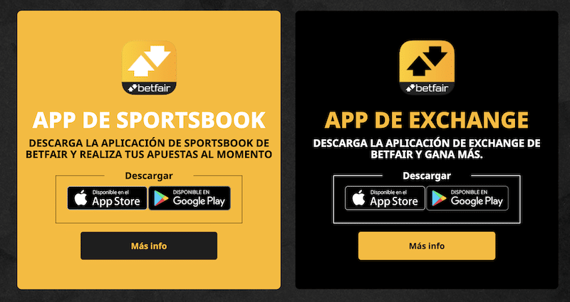 Betfair dispone de dos aplicaciones distintas en IOS y Android.